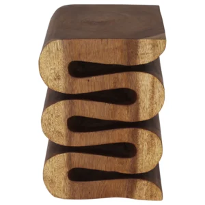 Etsora Wood Wave Verve Accent Snake Table 14x14x20 in Height Walnut Oil