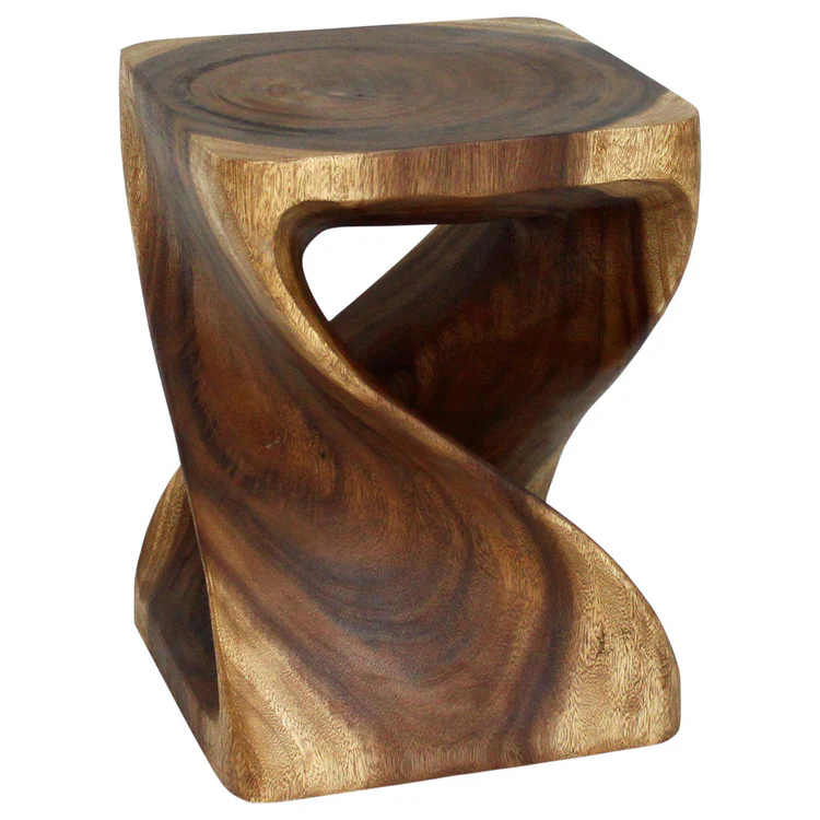 Etsora Original Twist Pedestal Side Table, Walnut, 15 x 15 x 20 in H